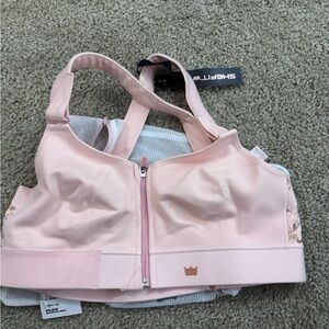 SHEFIT Blush and Gold Flex Zip Sports Bra